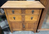 Antique Oak Wood Wash Stand w/ 2 Drawers & Cupboard. Very Good Condition. See pics.