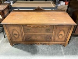 Antique Lovely Walnut? Wood Sideboard w/ Carved Details. Very Good Condition. See pics.
