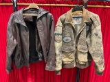 2 pcs Vintage Men's 100% Leather Jackets. Leather World & Global Identity. See pics.