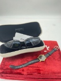 CHANEL - Black 5076H Sunglasses W/ Mother of Pearl CC Logo & Movado Sapphire Crystal Gold Tone 87...