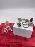 15 Vintage Sterling silver rings various designs , stones , and sizes 44.79 Grams