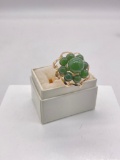 Vintage Custom designed Jade and 14k gold women's ring size 7- 7.5