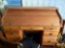 Full size Pine ? roll top desk in good condition comes w/ antique rolling office chair