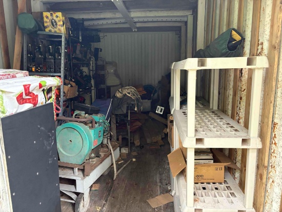 40" container wit Automobile parts, 4"x4" post , heavy rope , boxes of Wire feed Plus more