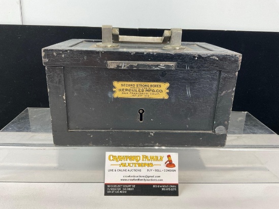 Antique Steel Securo Strong Box by Hercules MFG Co., no key, 7h x 9w x ...