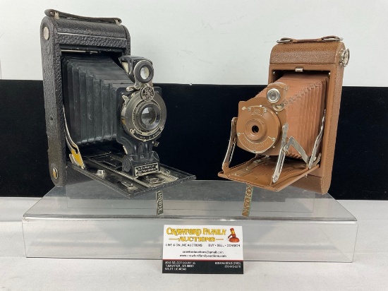 Pair of Antique Kodak Cameras, No. 1A Pocket Kodak Junior Brown in color & No. 2-C Kodak Jr.