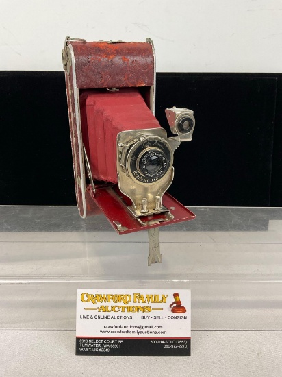 Agfa Ansco Readyset Traveler Film Camera, Red Leather finish w/Antar Binghamton Lens