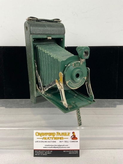 Early 20th Century Canadian Kodak Co No. 1A Pocket Kodak Jr. Camera, Green Finish, & Leather