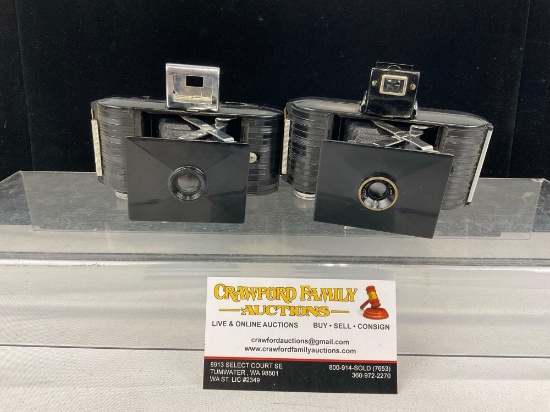 Pair of Vintage 1930s Kodak Jiffy BP 127 Film Cameras, Bakelite cases