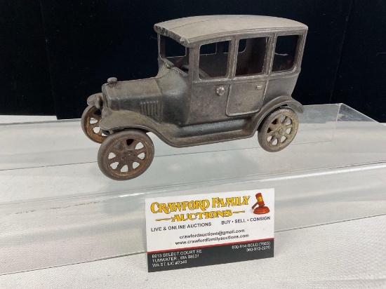 Early 20th Century Arcade Mfg Co. Cast Iron Toy Car, looks unpainted, Ford Model T Sedan