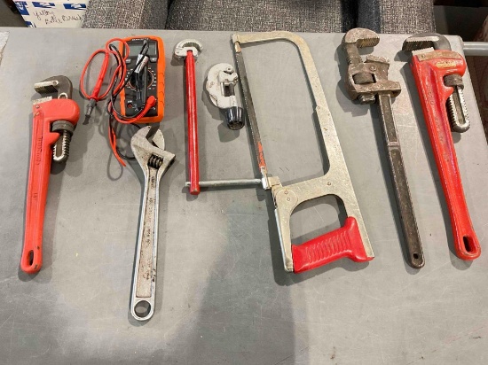 8 pcs Hand Tools & Supply Assortment, incl. Ridgid Heavy Duty 18" Pipe Wrench & Much More!