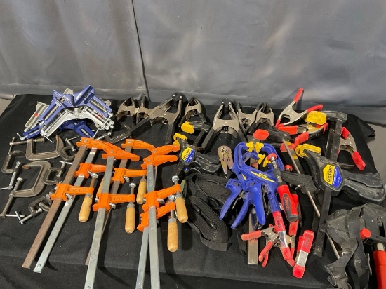 Large Selection of Clamps, Woodworking C style, Irwin quick-grip Bar Style, & Spring Clamps