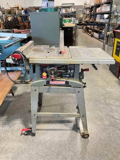 Craftsman 10" 3.0 HP Table Saw Model 137.248830. Tested, Works. See pics.