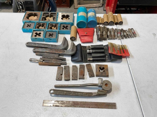 50+ pcs Machinist & Plumbing Tool Assortment, incl. RIDGID Pipe Wrenches, Taps, Dies & More!