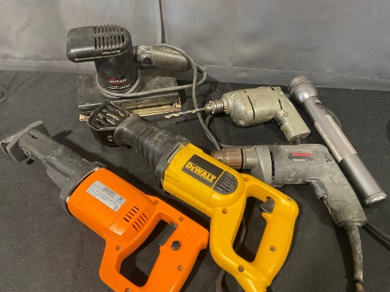 2x Reciprocating Saws Chicago 36595 & DeWalt DW304P, 2x Drills, Sears & Craftsman Sander
