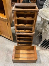 Wooden Wine Rack Constructed of Repurposed Antique/Vintage Crates & Wooden Box. See pics.