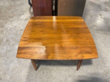 Vintage MCM Walnut or Oak Wood Bowed Square Coffee Table.