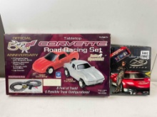 2 pcs Race Car Memorabilia Assortment, incl. LNIB Tabletop Corvette Racing Set & More! See pics.