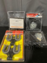 Pack of 4 Holders, 6x4 foot Heavy Duty Trailer Net & 2 Packs of 21 inch Heavy Duty EPDM Tie Downs