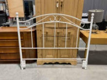 Modern Antique Style White Painted Metal Headboard. See pics.