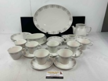 Vintage Franciscan Whitestone Ware China, Merry-Go-Round pattern, some wear, 23 pieces