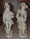 Pair Of Hand Painted Porcelain Colonial French Couple