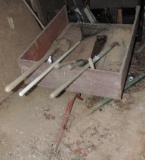 Small Red Wood Cart With Tools