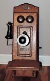 Antique North Electric Oak Wall Phone