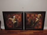 Pair Of Signed Lily paintings In Frame