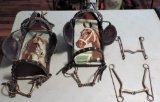Pair Of Folk Art Horse Theme Wall Hanging Shelves For lamps