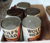 Lot of (5) Vintage Unopened Wolfs Head Oil Cans