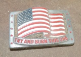 1991 C J Inc. American Flag Belt Buckle