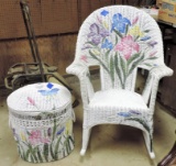 Wicker Rocking Chair and Basket