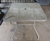 Glass Top Patio Table with Umbrella Hole