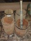 Four Wooden Nail Kegs and Baseball Bat