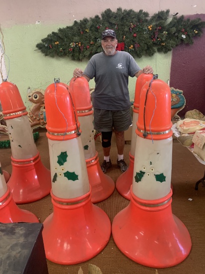 (4) Huge Blow Mold Christmas Bells