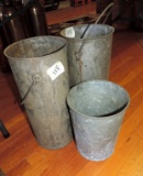 Flower Bucket and Two Galvanized Buckets