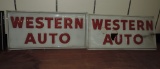 Two Plastic Western Auto Sign