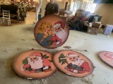 Three Hand-Painted Christmas Decorations of Santa Claus
