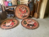 Three Hand-Painted Christmas Decorations of Santa Claus