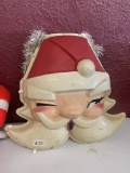 Blow Mold Winking Santa Face Vintage