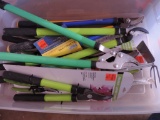 Tote Of Garden Hedge Trimmers & Lops
