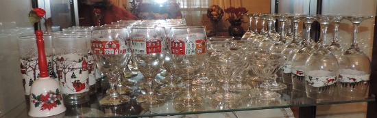 Shelf Lot of Christmas Glassware