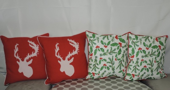 Lot of Four Holiday Pillows