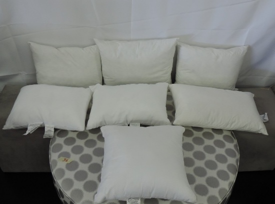 Lot of Seven Duck Feather Pillow Bases