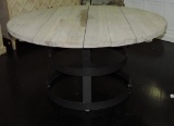 Large Round Dining Table with Metal Base