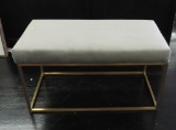 Upholstered and Brass Bench