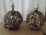 Pair of Currey and Co. Driftwood Table Lamps