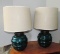 Pair of Bulbous Ceramic Lamps