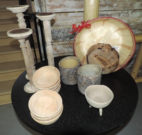 Wood and Pottery Lot